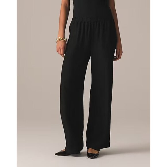 J. Crew 00 Black Kate Straight Leg Pant Stretch Linen Blend GUC - Picture 1 of 12